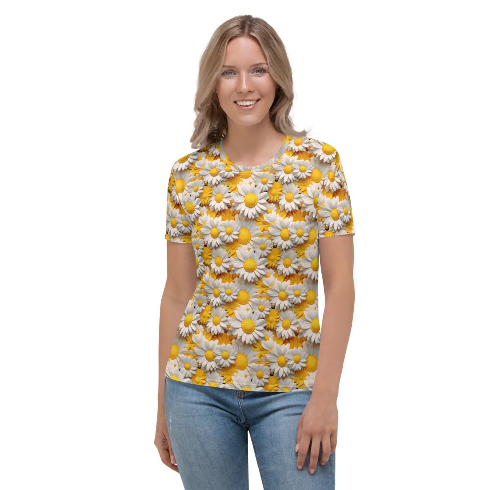 Daisies Yellow White Flowers Print Women's T-Shirt Ledies